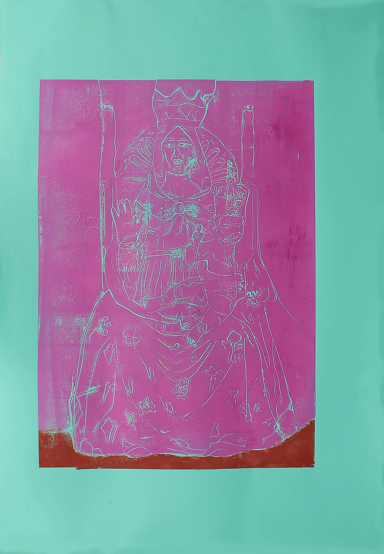 Madonna Pink and Brown on Turquoise Lino A2 2025 web.jpg