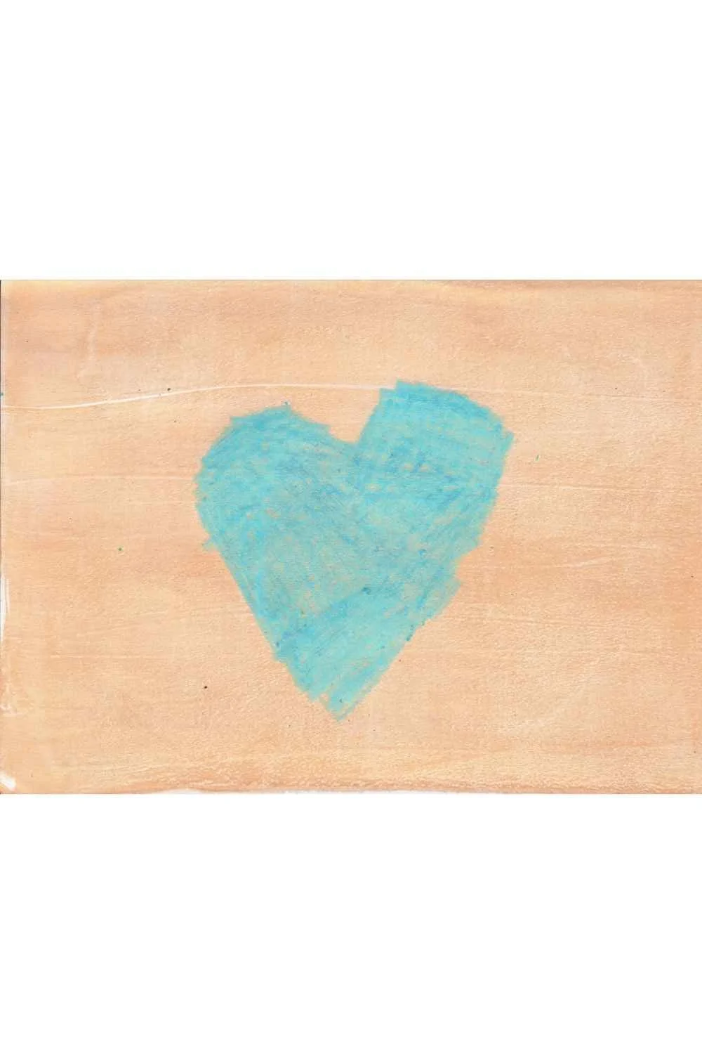 Cyan Heart on Beige, A4 Gel Print 2026