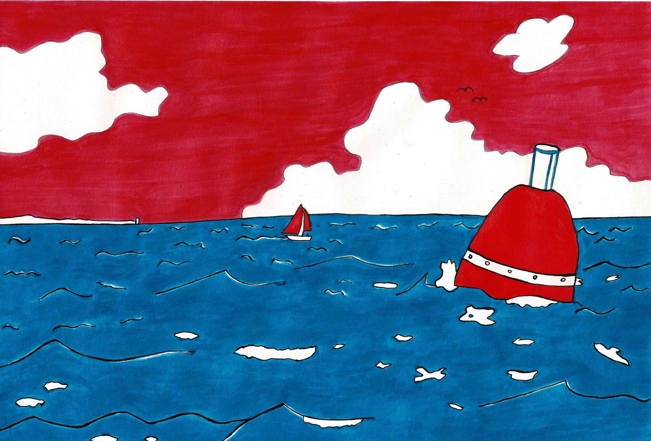 Buoy, pen and ink, A4, 2024