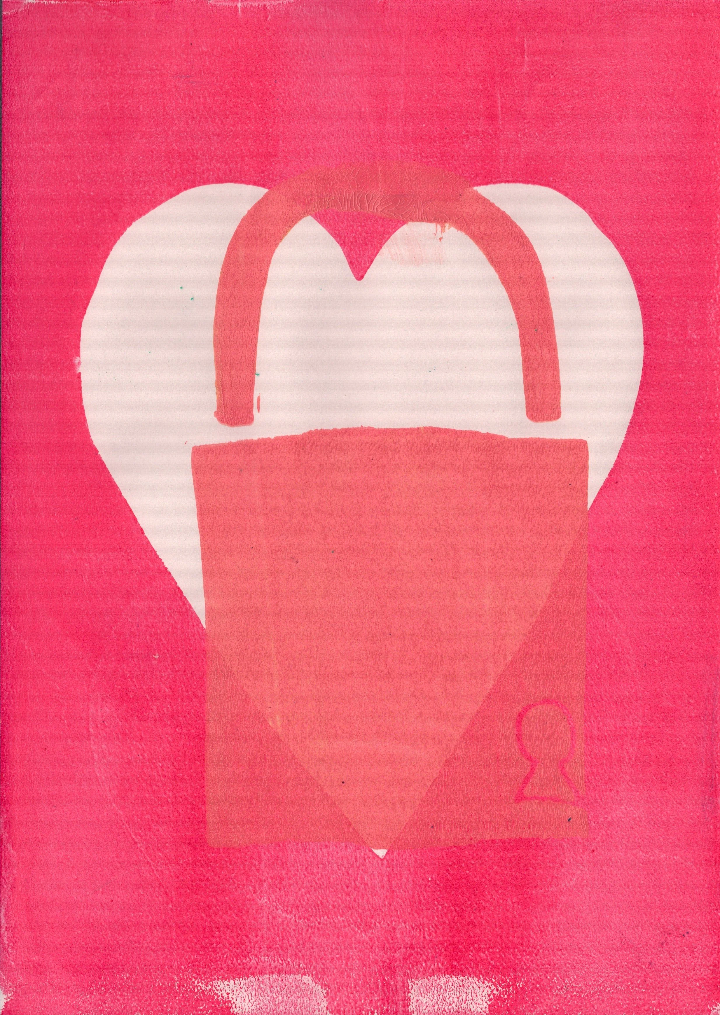 Pink Padlock on White Heart,  A4 Gel Print 2026
