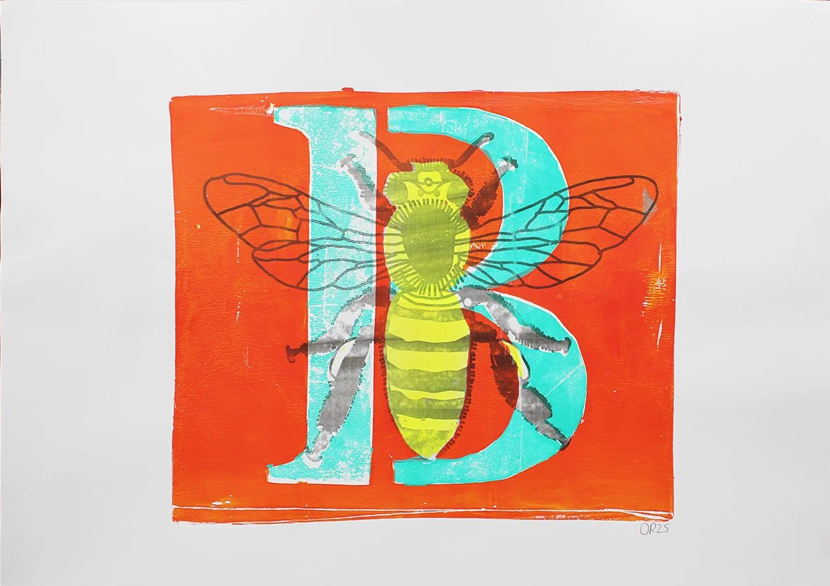 Busto Bee Gel Print, Red and turquoise, A2, 2025 WEB.jpg