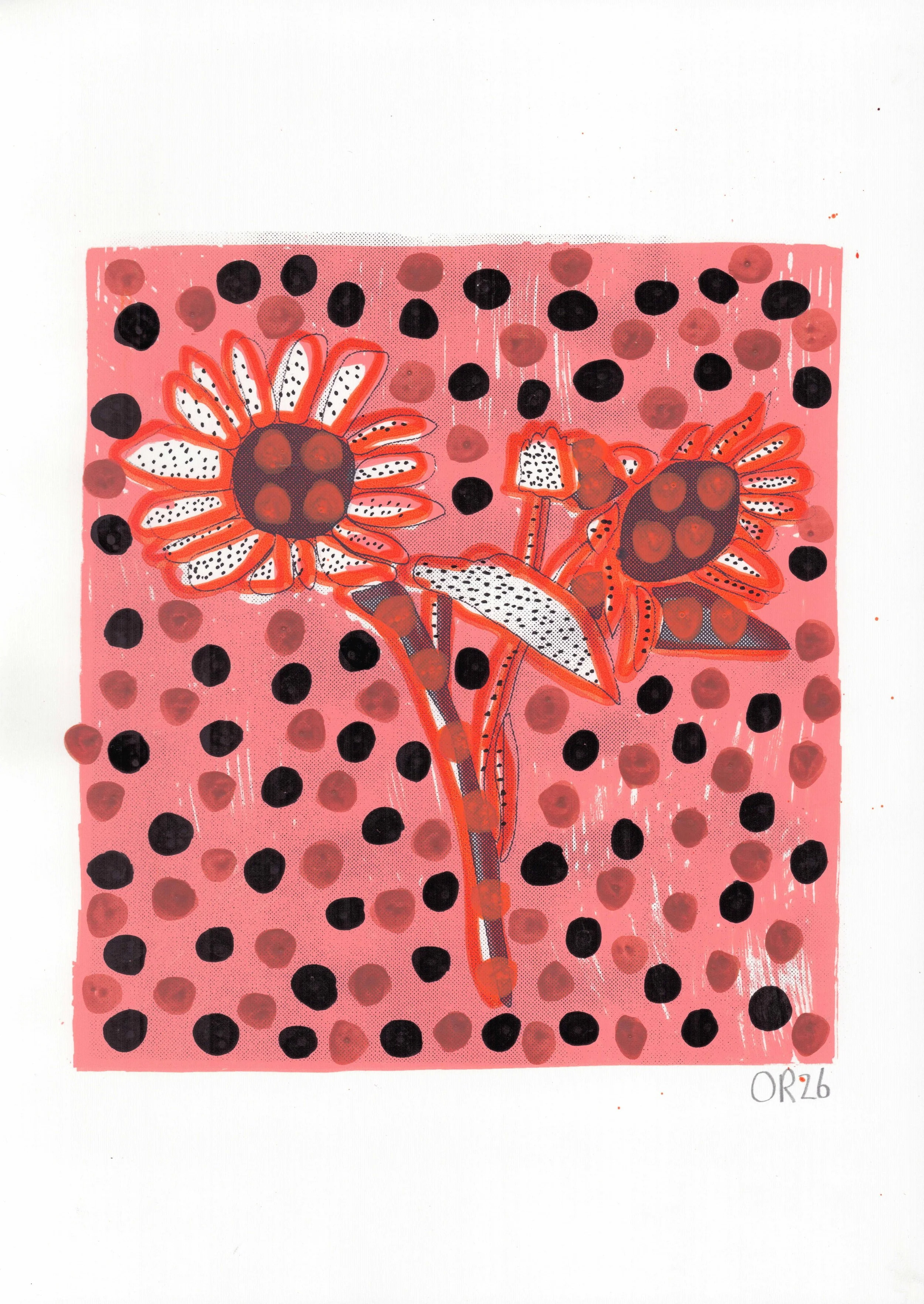 Embellished sunflower screenprint 2026 1