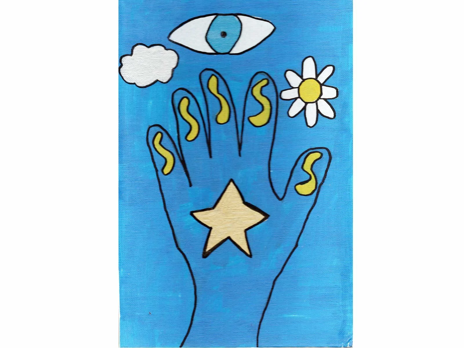 Traced Blue Hand acrylic marker on canvas 20 x 30 cm 2026