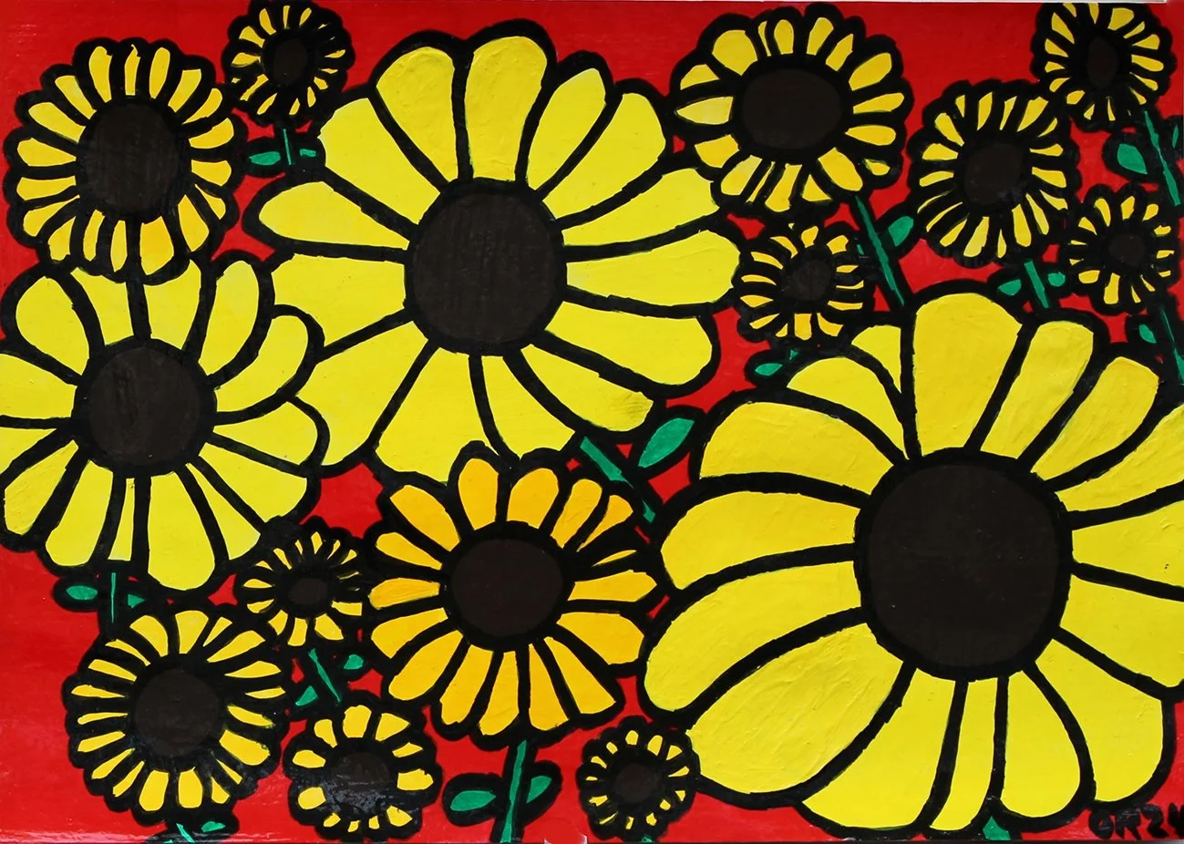 Sunflowers acrylic on paper 297mm x 420mm A3 2024