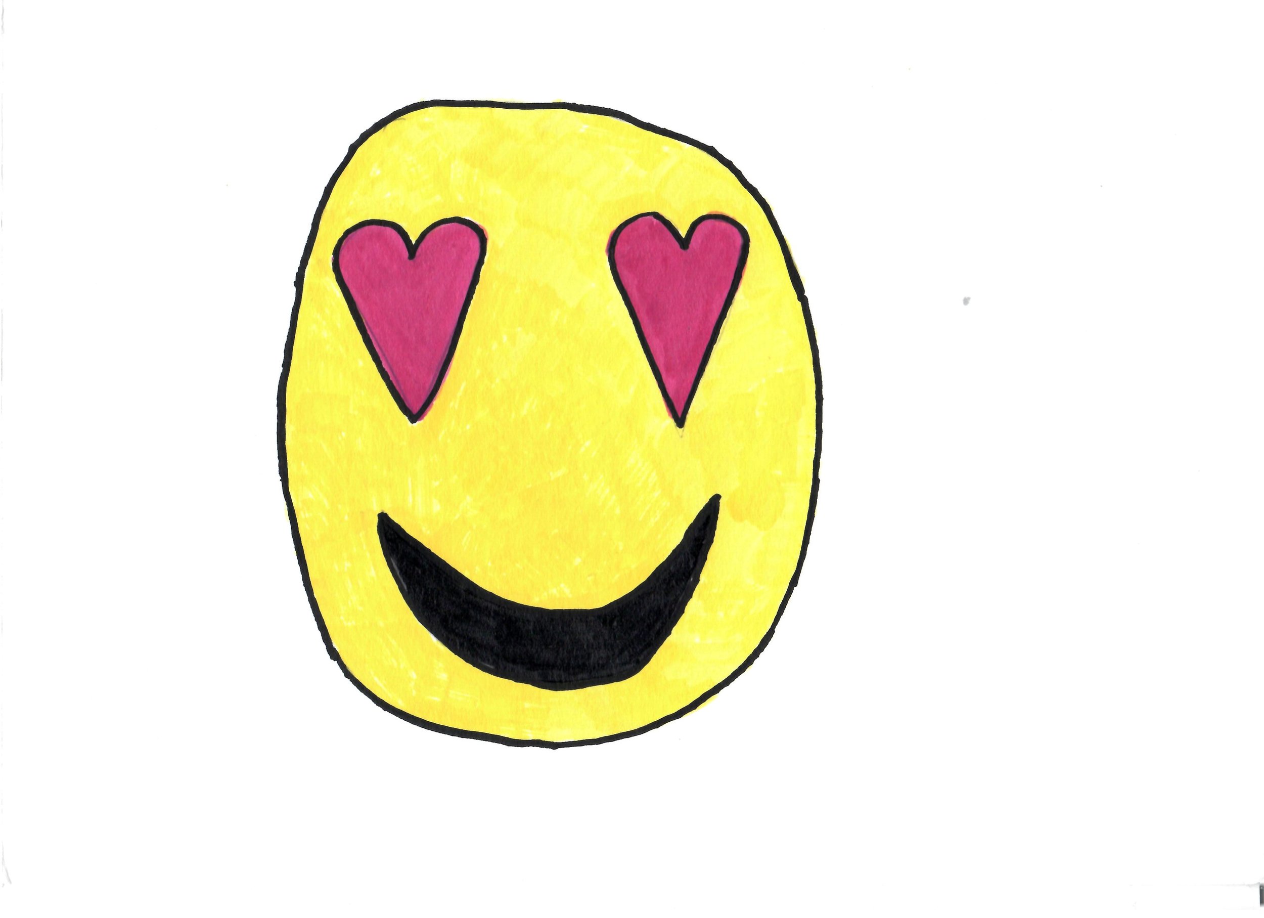 Heart eyes smile, Acrylic Marker on A4 paper, 2026. 