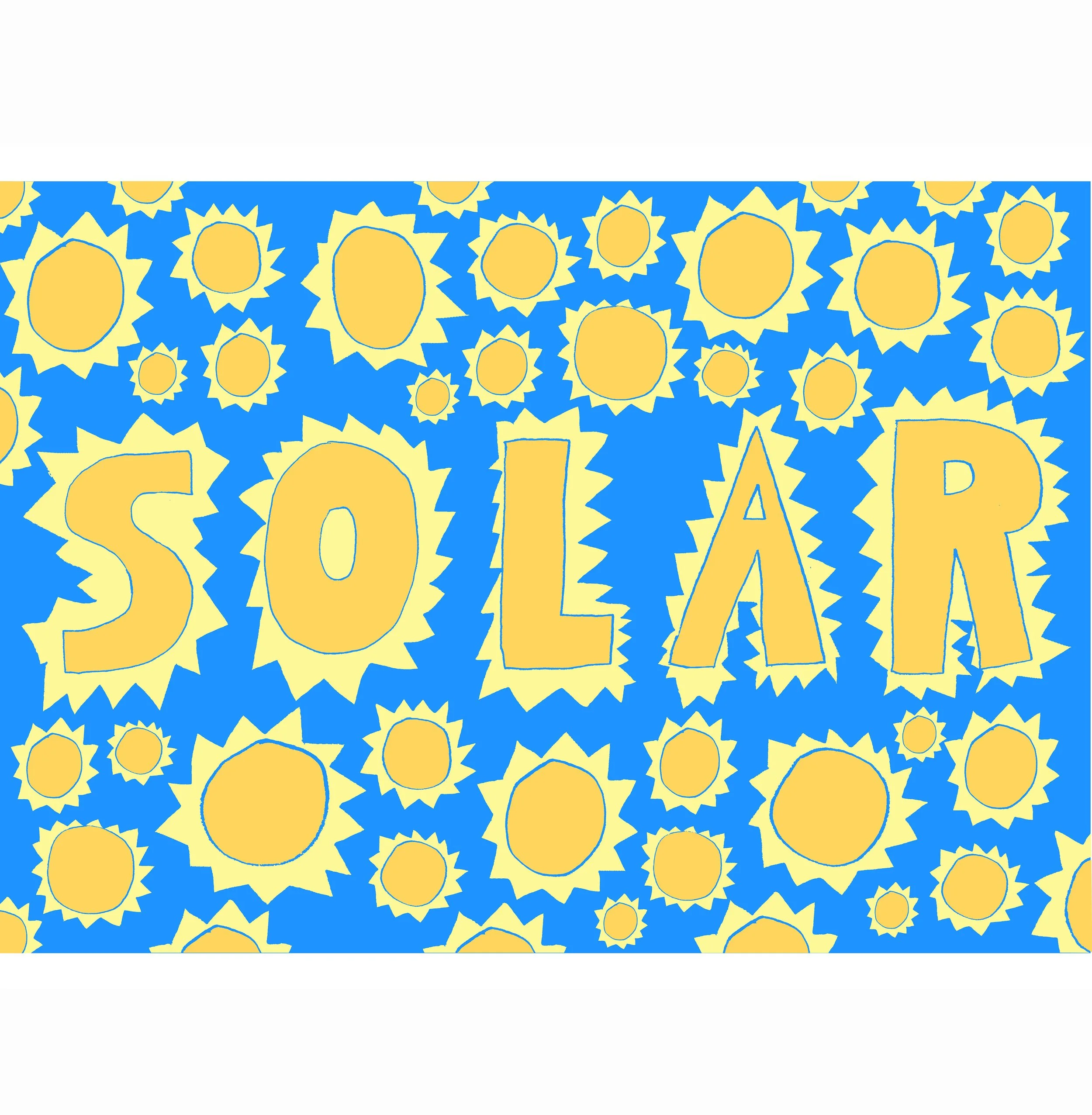Blue 'Solar' Multimedia digitised drawing 2024