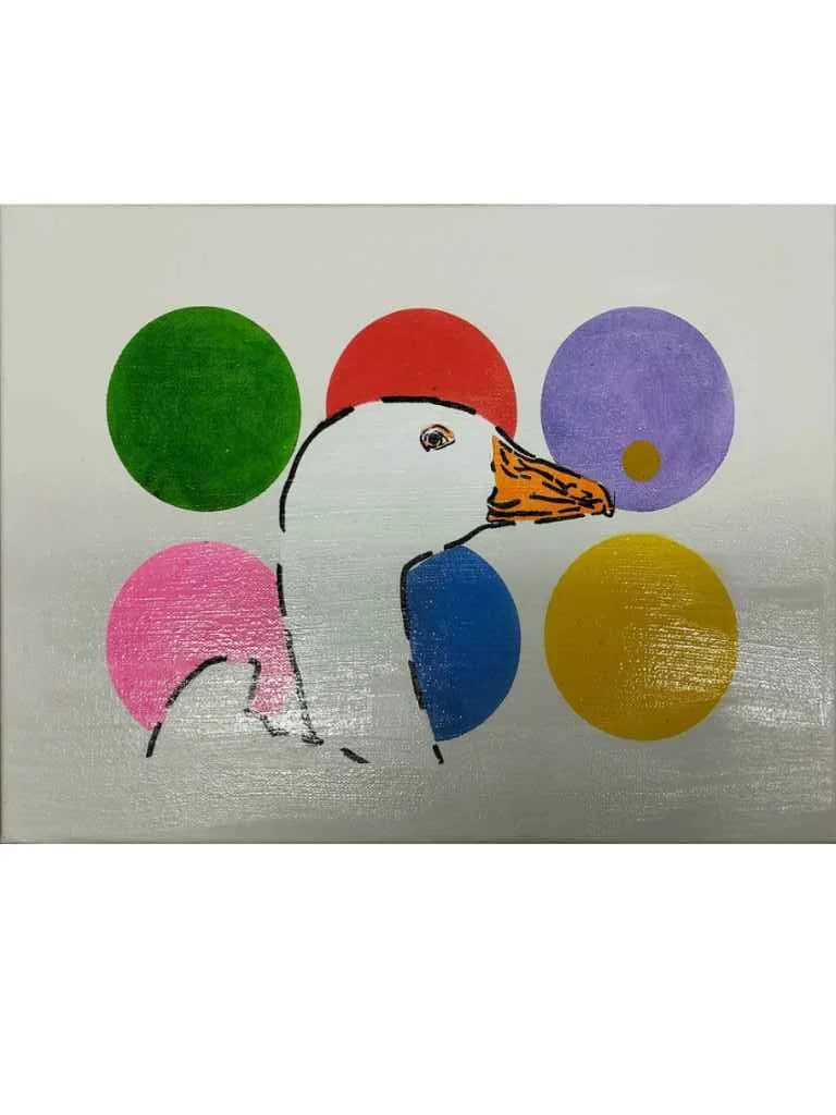 Goose head pochoir print on canvas A3 2025