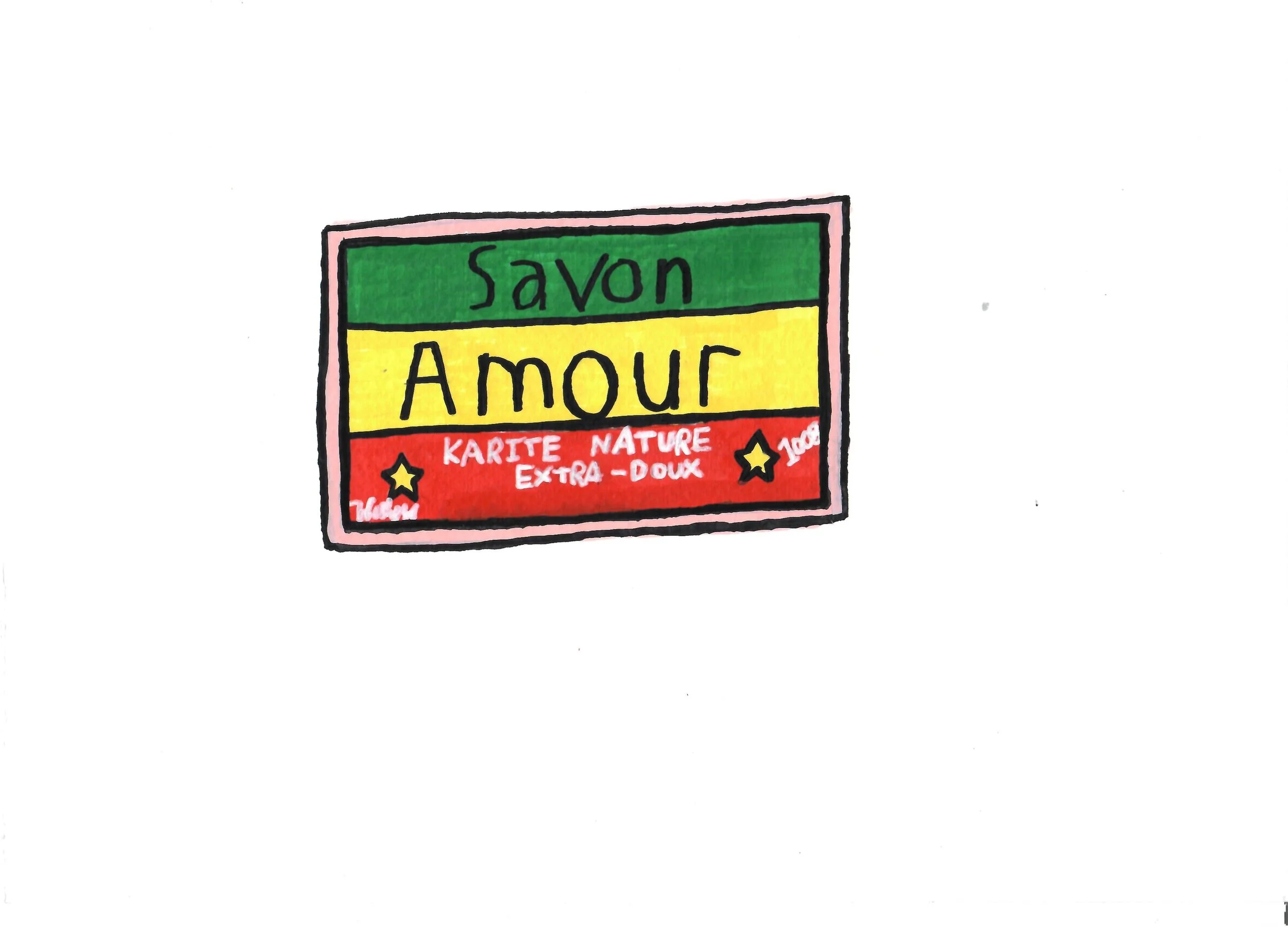Savon Amour, Acrylic Marker on A4 paper, 2026. 