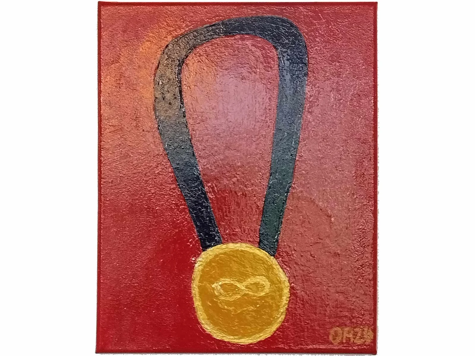 Infinity Medal Red acrylic on canvas board 2024