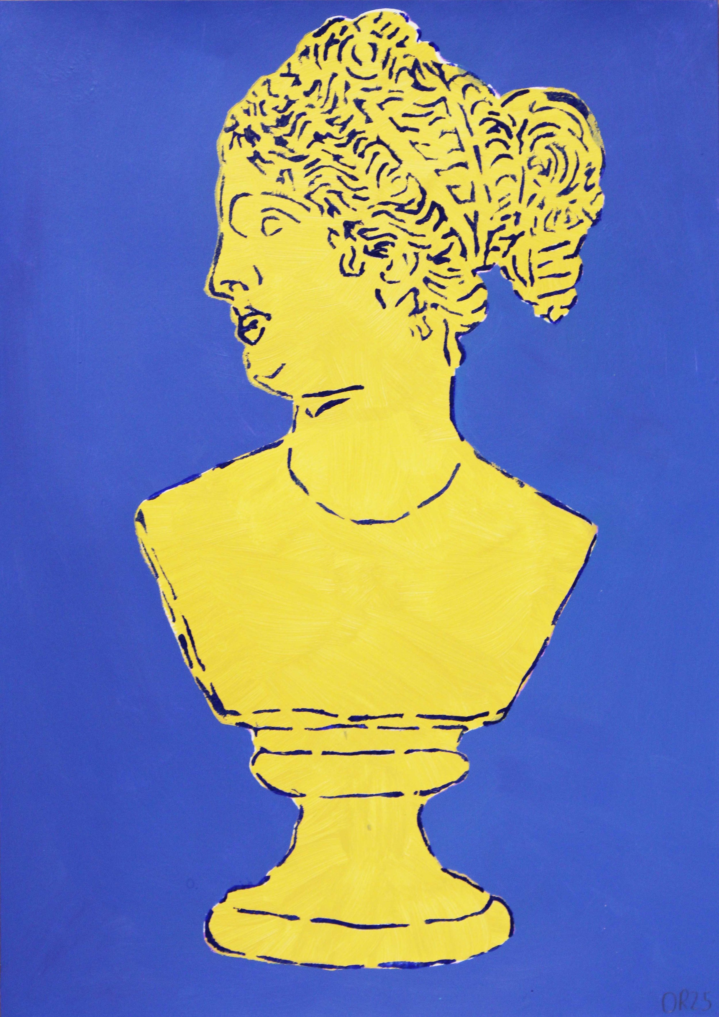 bust acrylic  and water relief ink A3 yellow on navy 2025 web.jpg