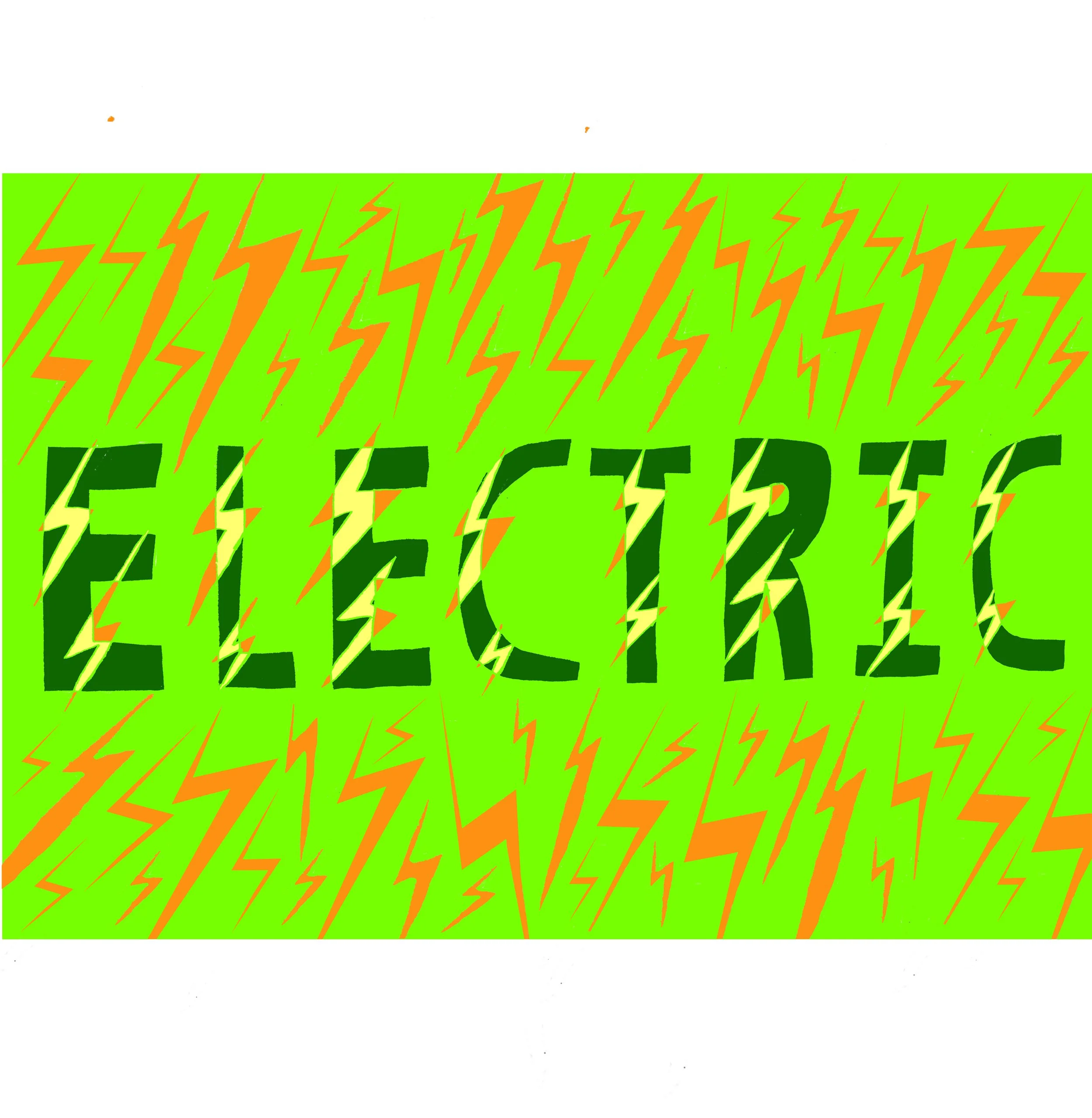 Green 'Electric' Multimedia digitised drawing 2024