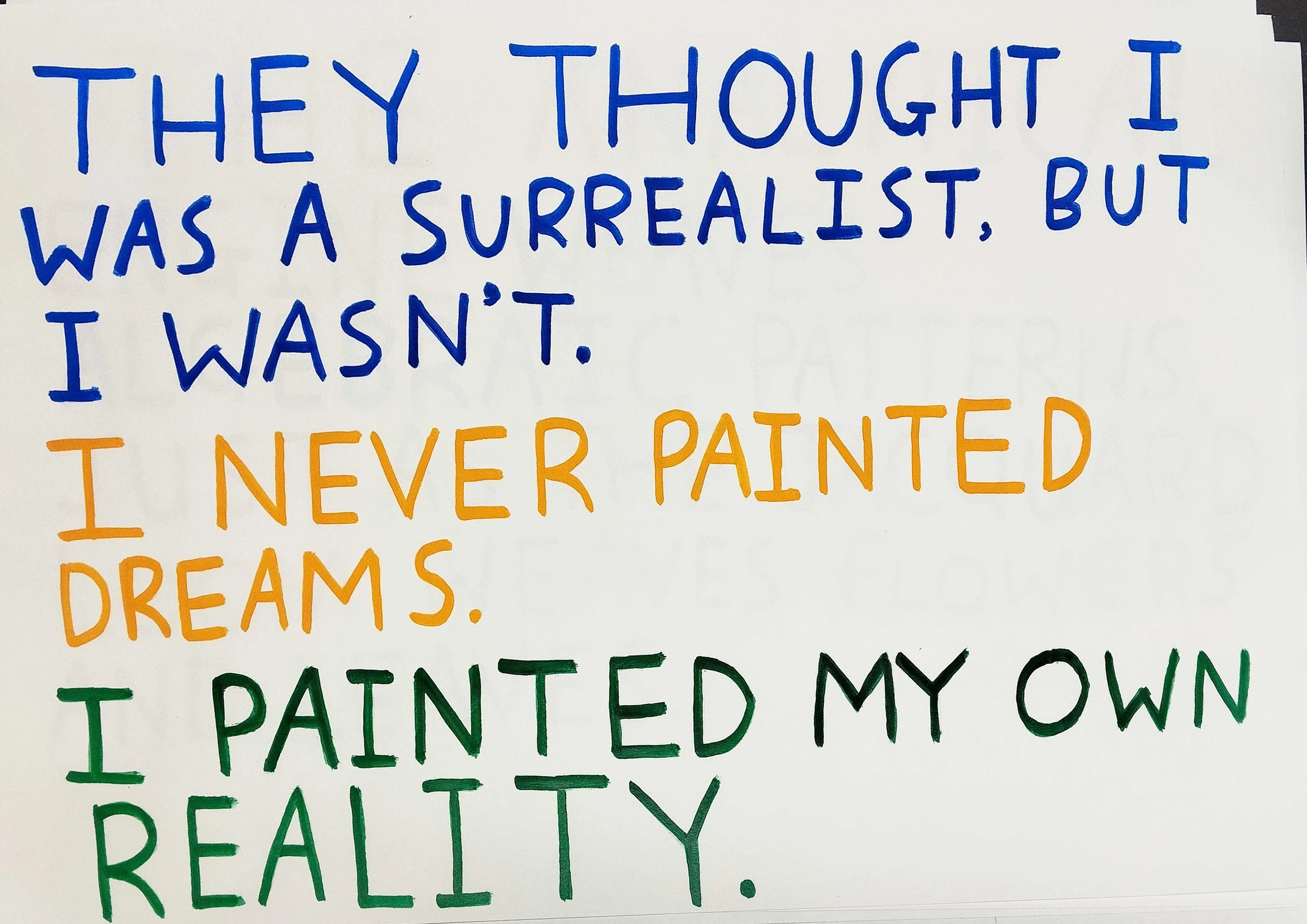 Frida Quote - Marker on paper A3 2024
