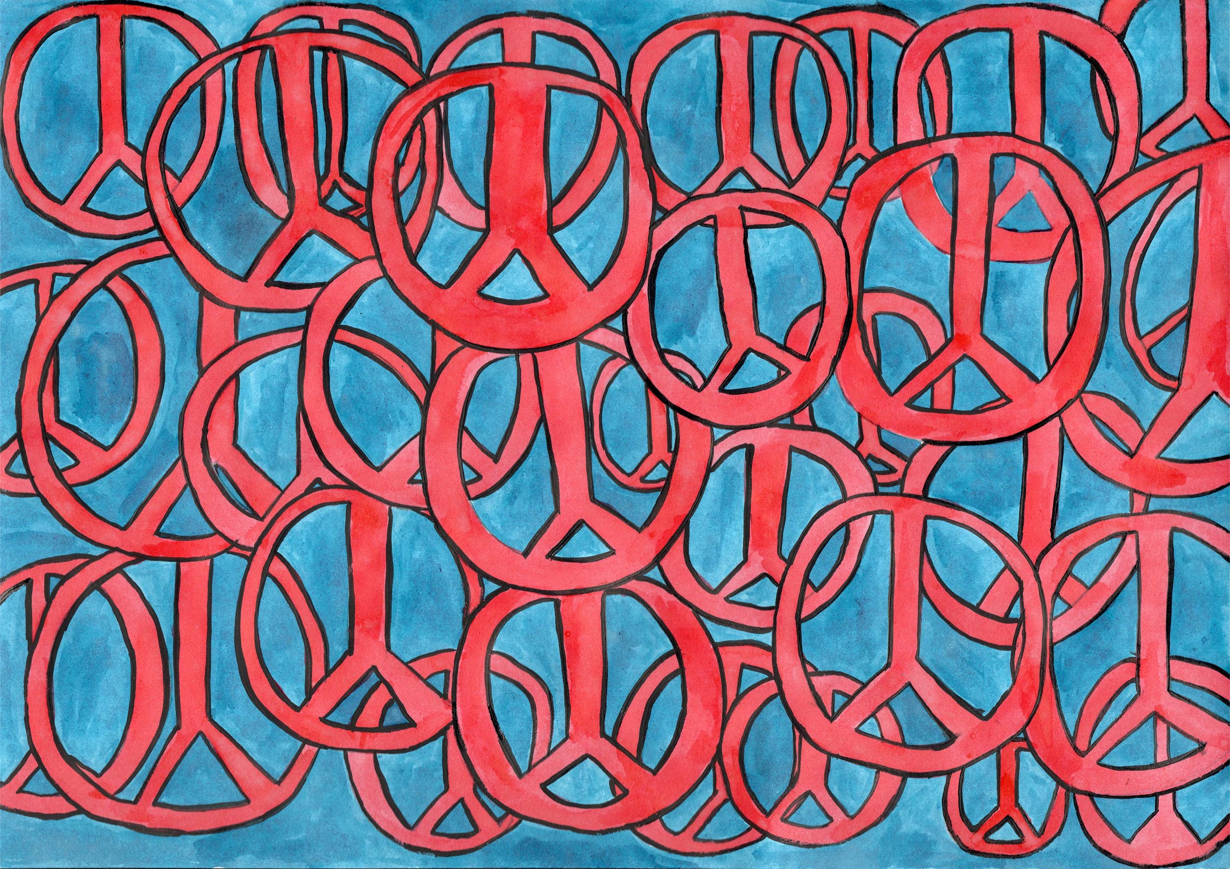 Peace signs - Ink on paper A4 2024