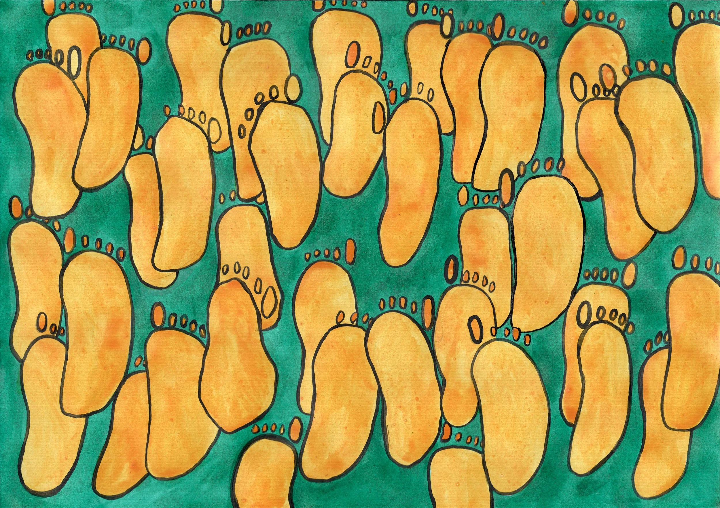 Foot prints - Ink on paper A4 2024