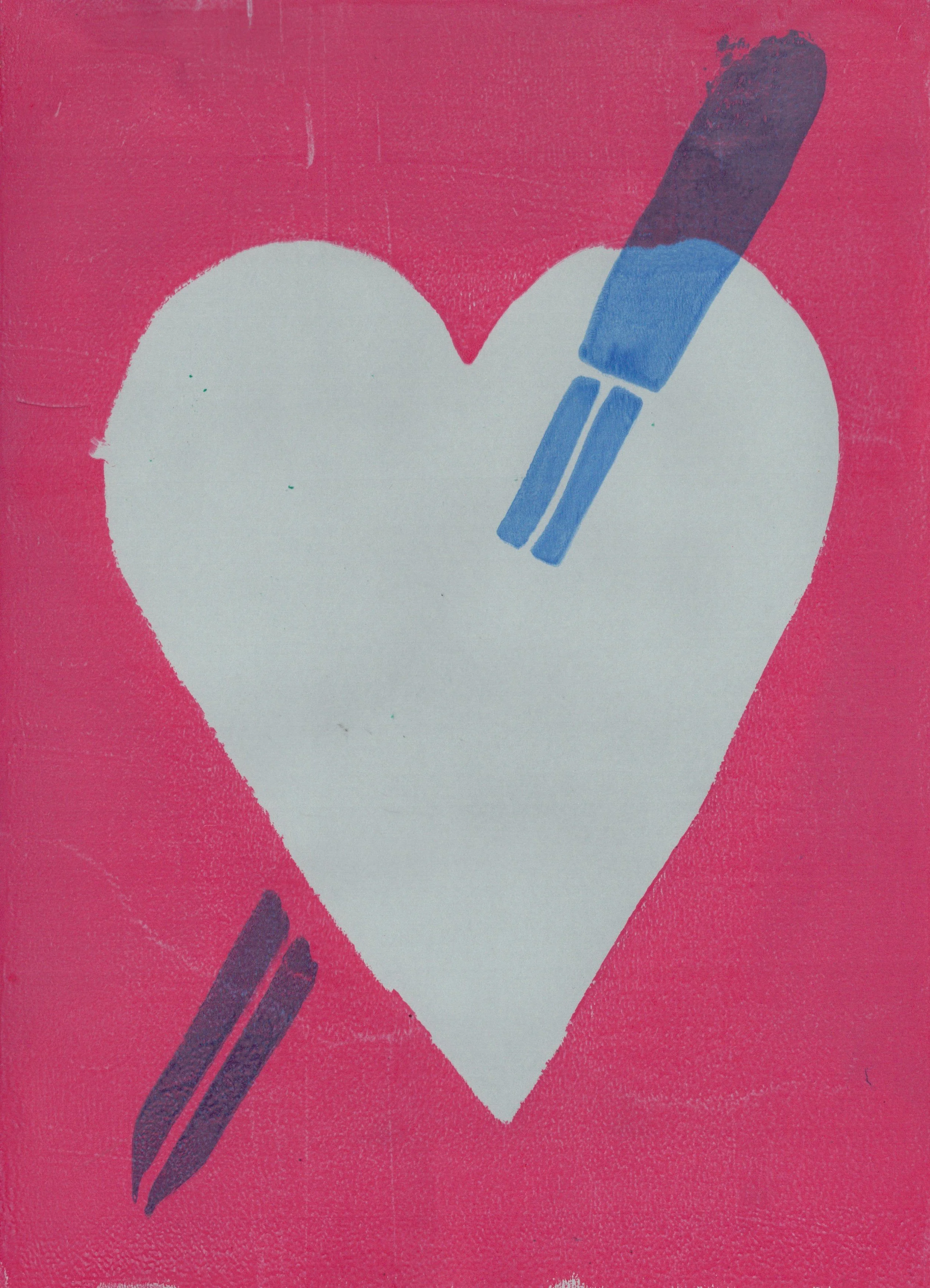 Blue dagger in White Heart Pink, A4 Gel Print 2026