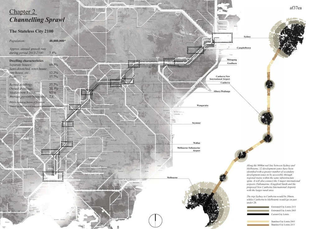 Map of Canberra, Australia, showing transit routes, population data, and city limits.