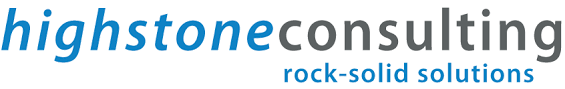 Logo van Highstone Consulting met de slogan 'rock-solid solutions'