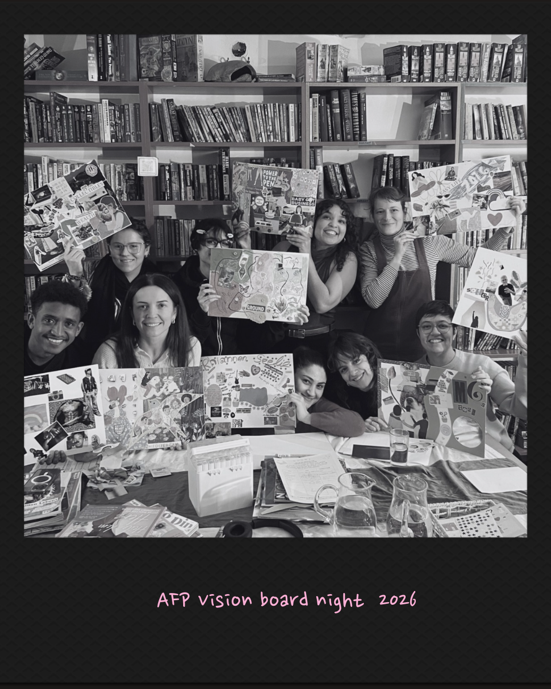 Vision board night photograph of members of a creative club in Berlin