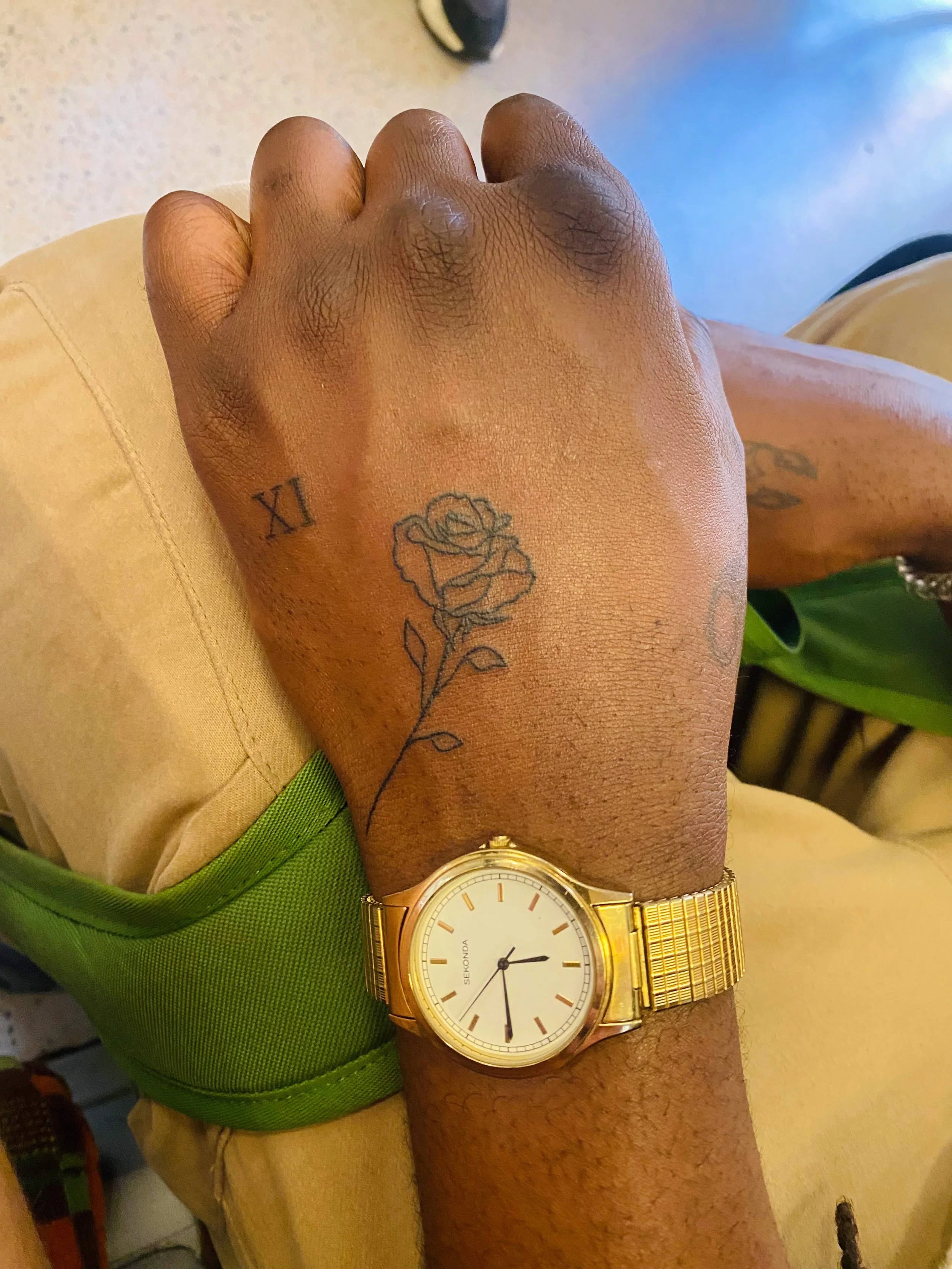 Healed stick and poke tattoos, made in North London studio
