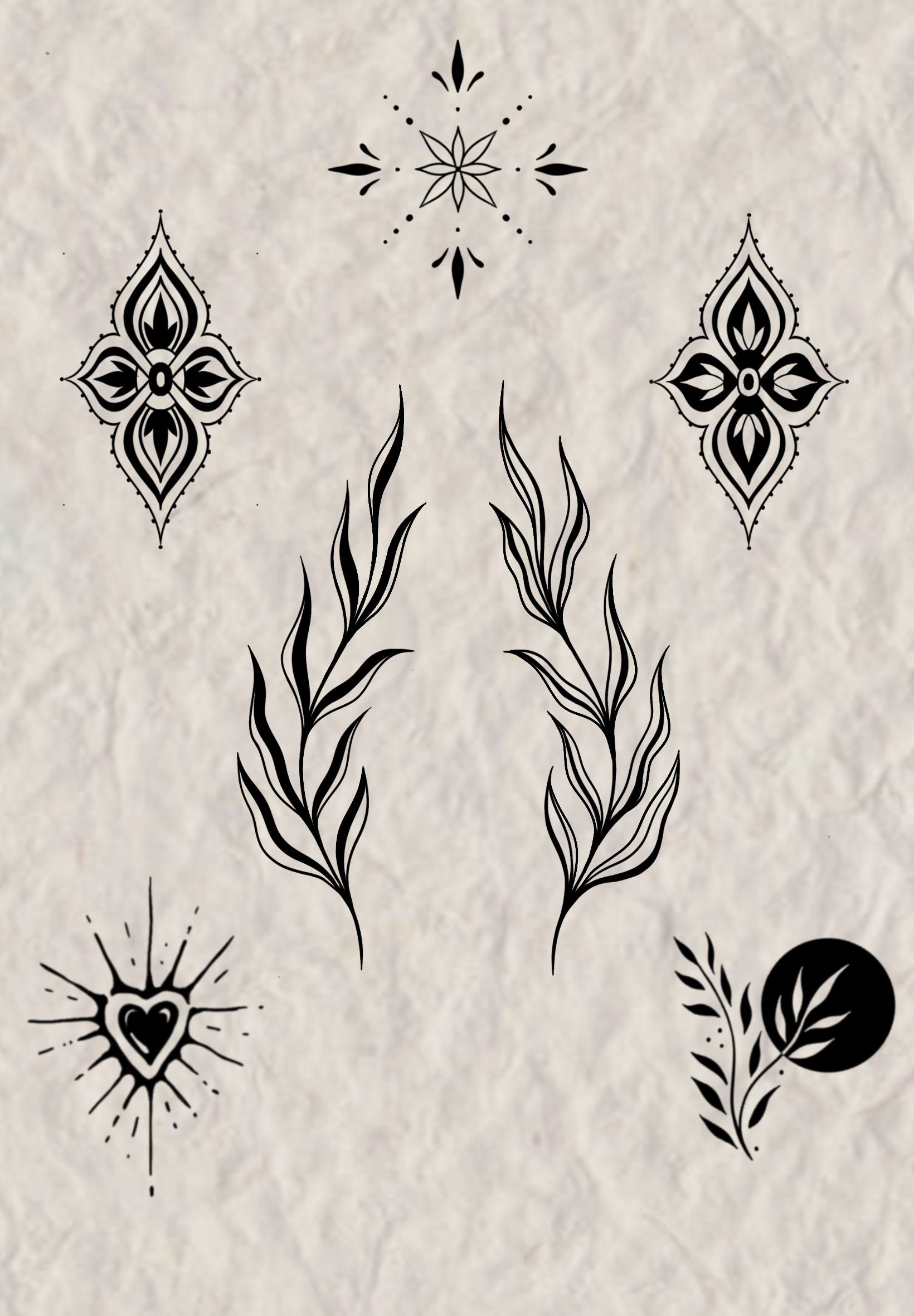stick and poke flash designs botanical, ornamental.PNG