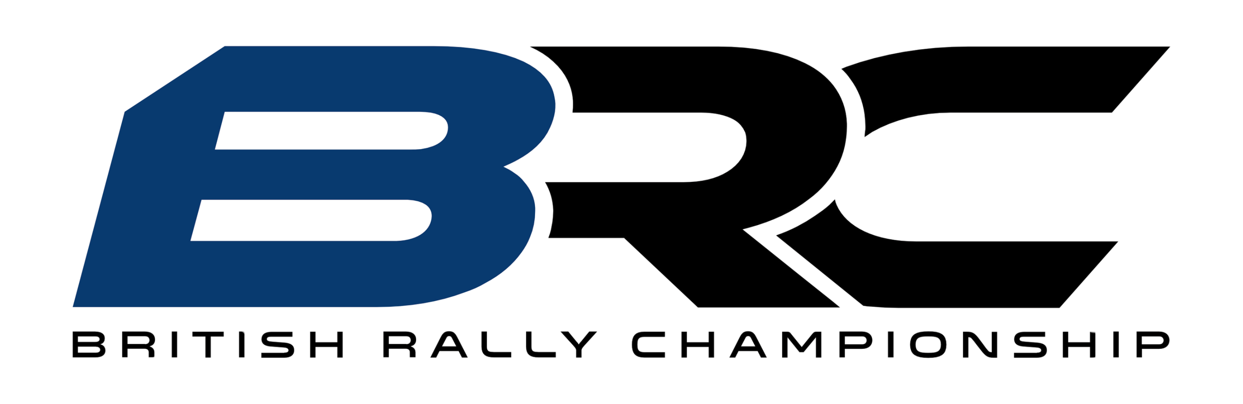 Logo for the British Rally Championship with large stylized letters BRC in blue, black, and red, and smaller text underneath reading 'British Rally Championship'.