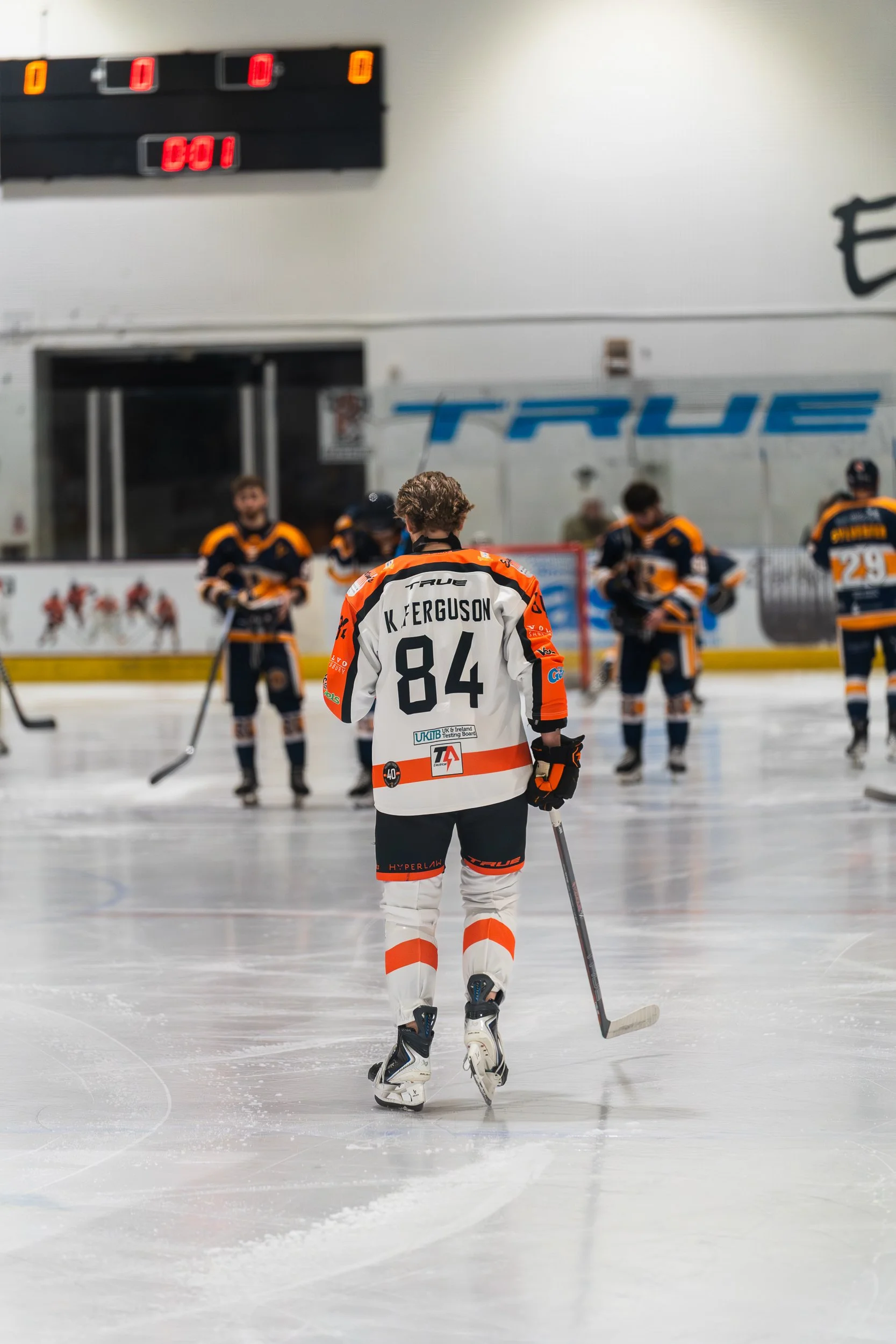 Telford Tigers player skating on the ice during warm-up before the game