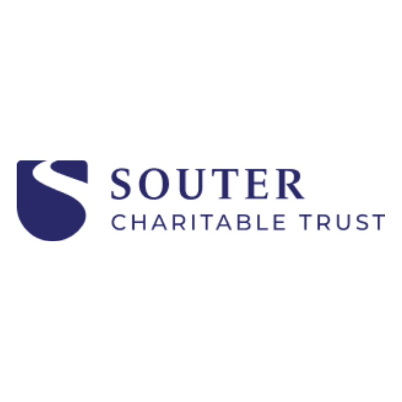 Logo of Souter Charitable Trust with a stylized shield and road design, and the organization's name in blue text.