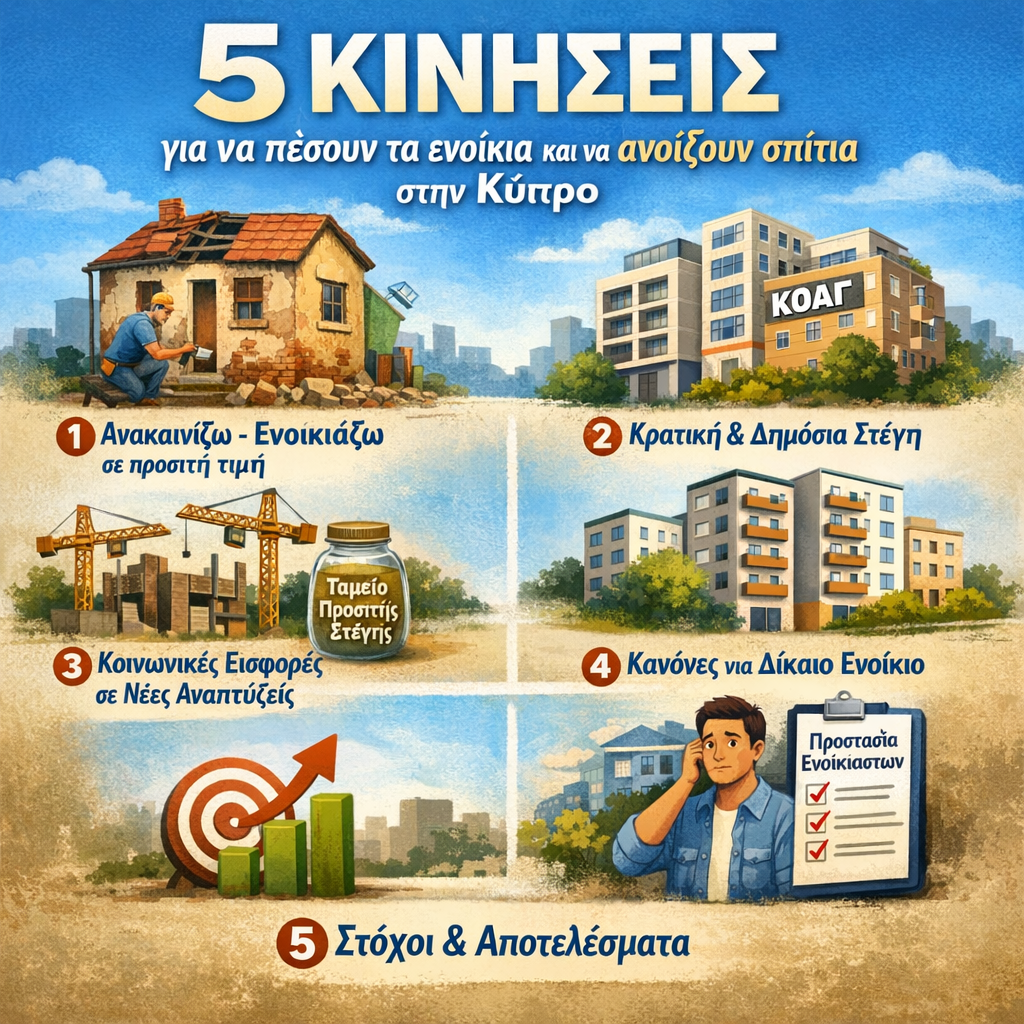 5 κινήσεις για να «πέσουν» τα ενοίκια και να «ανοίξουν» σπίτια στην Κύπρο.