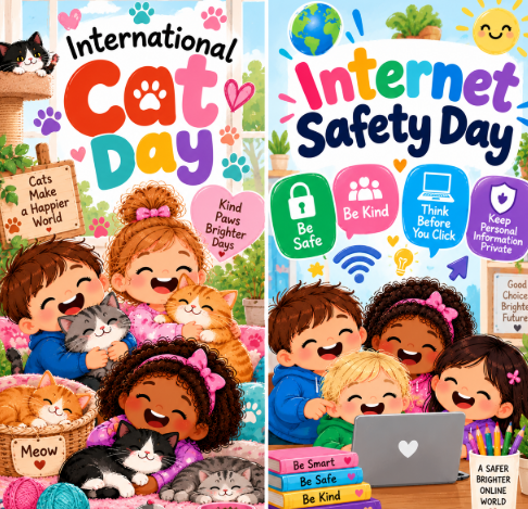 International Cat Day & Internet Safety Day 🐱💻
