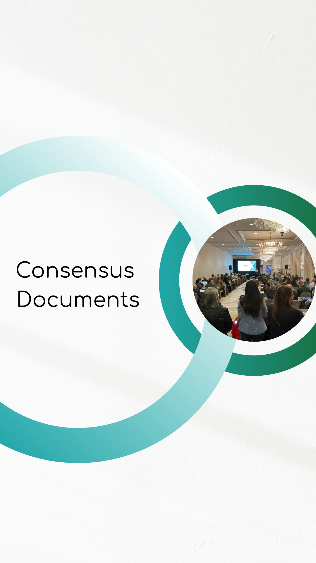Cover page of a presentation titled 'Consensus Documents' with a photo of a conference room filled with people.