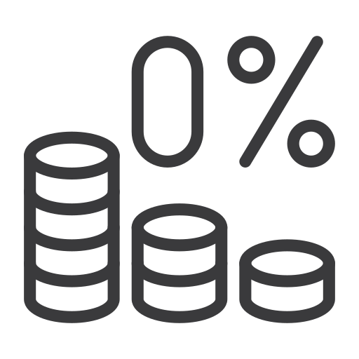 Zero VAT coins outline icon