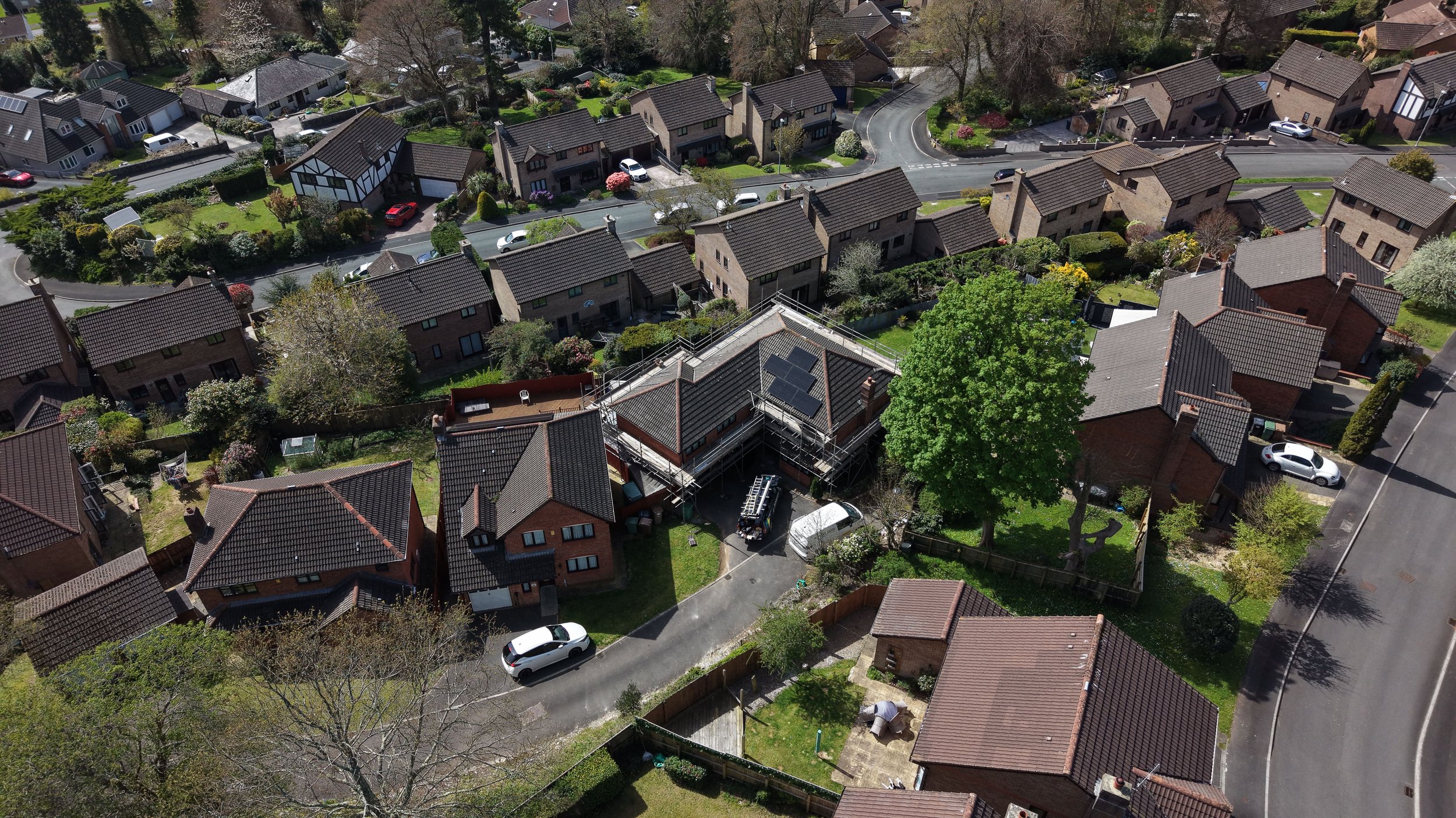 Residential solar panel installation on the roof of a home in Barnstaple, north Devon.
