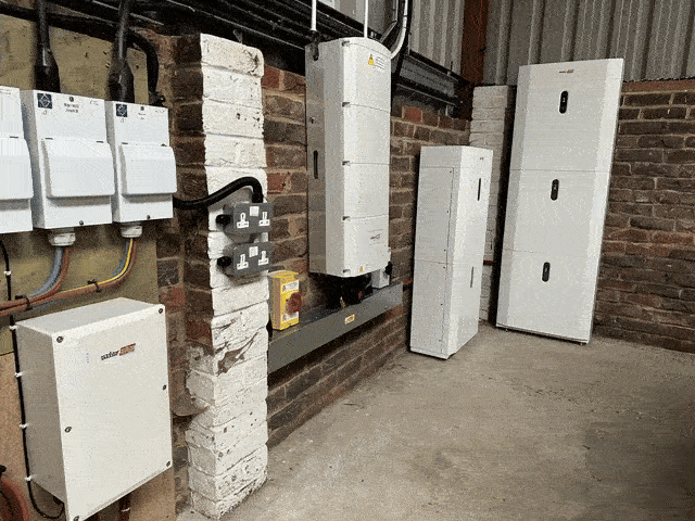 A time-lapse GIF showing battery storage installation