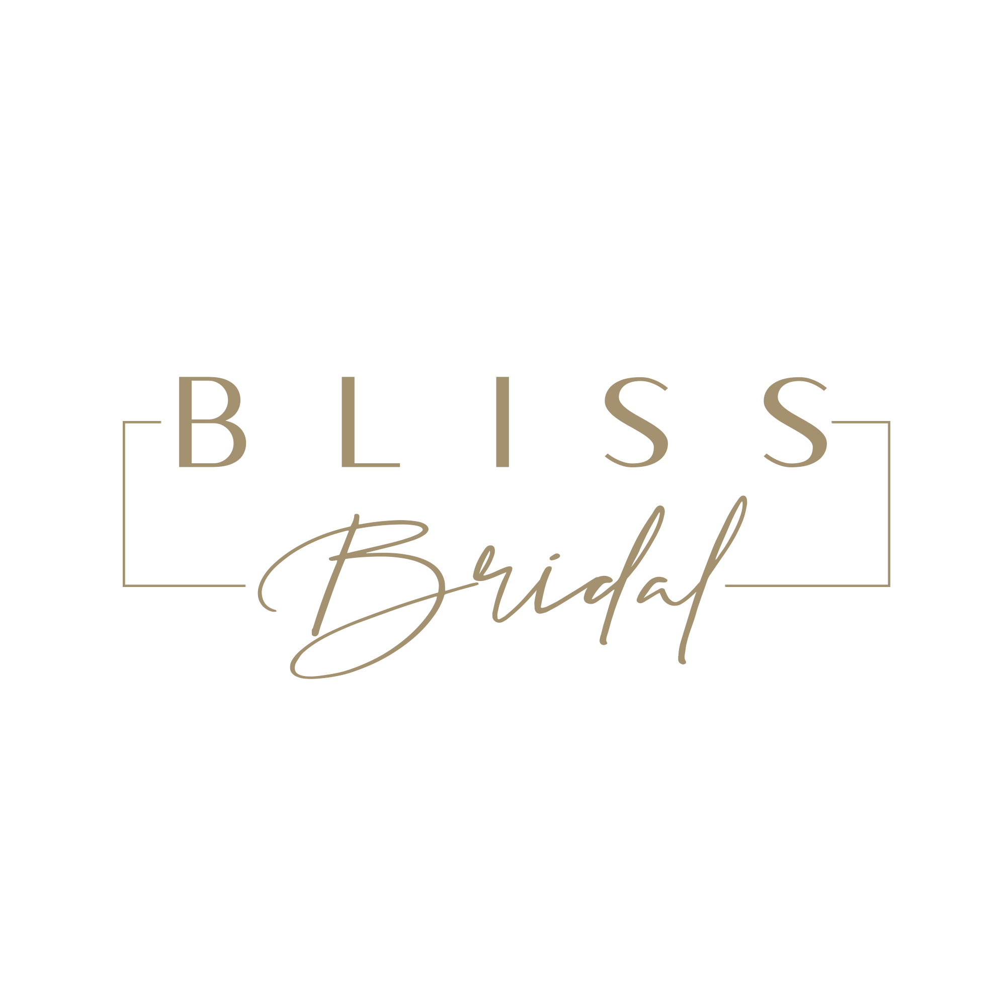 Bliss Bridal logo with elegant beige text on a white background