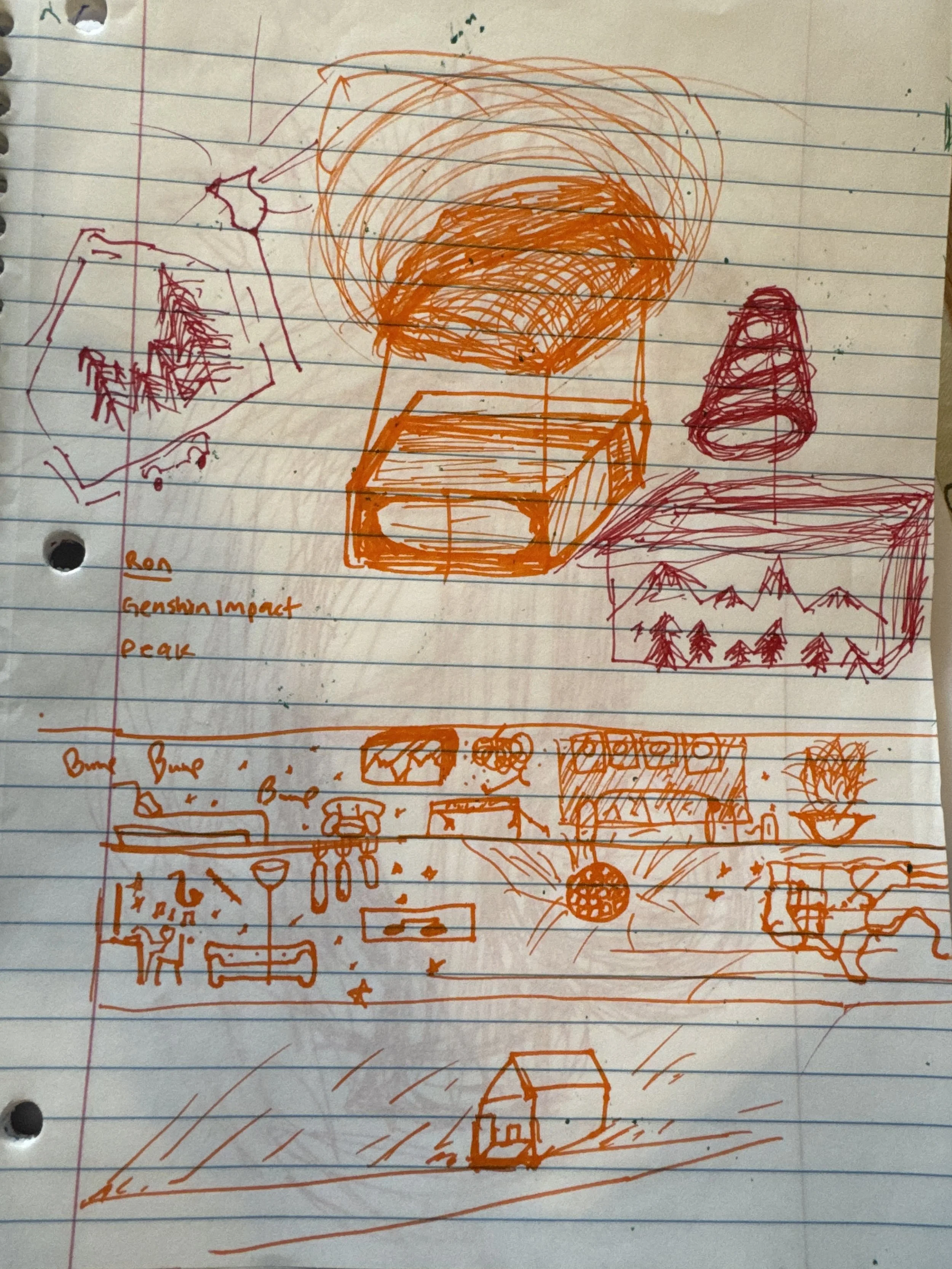 Creating sketches of a home studio in a rural area