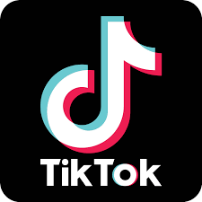 Logotipo de la aplicación TikTok con fondo negro.