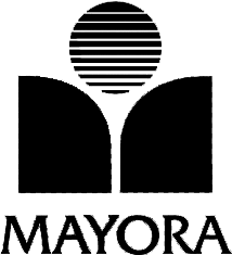 Logo with a stylized sun above an open book and the word 'MAYORA' below.