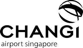 Logo for Changi Airport Singapore with a circular design and text.