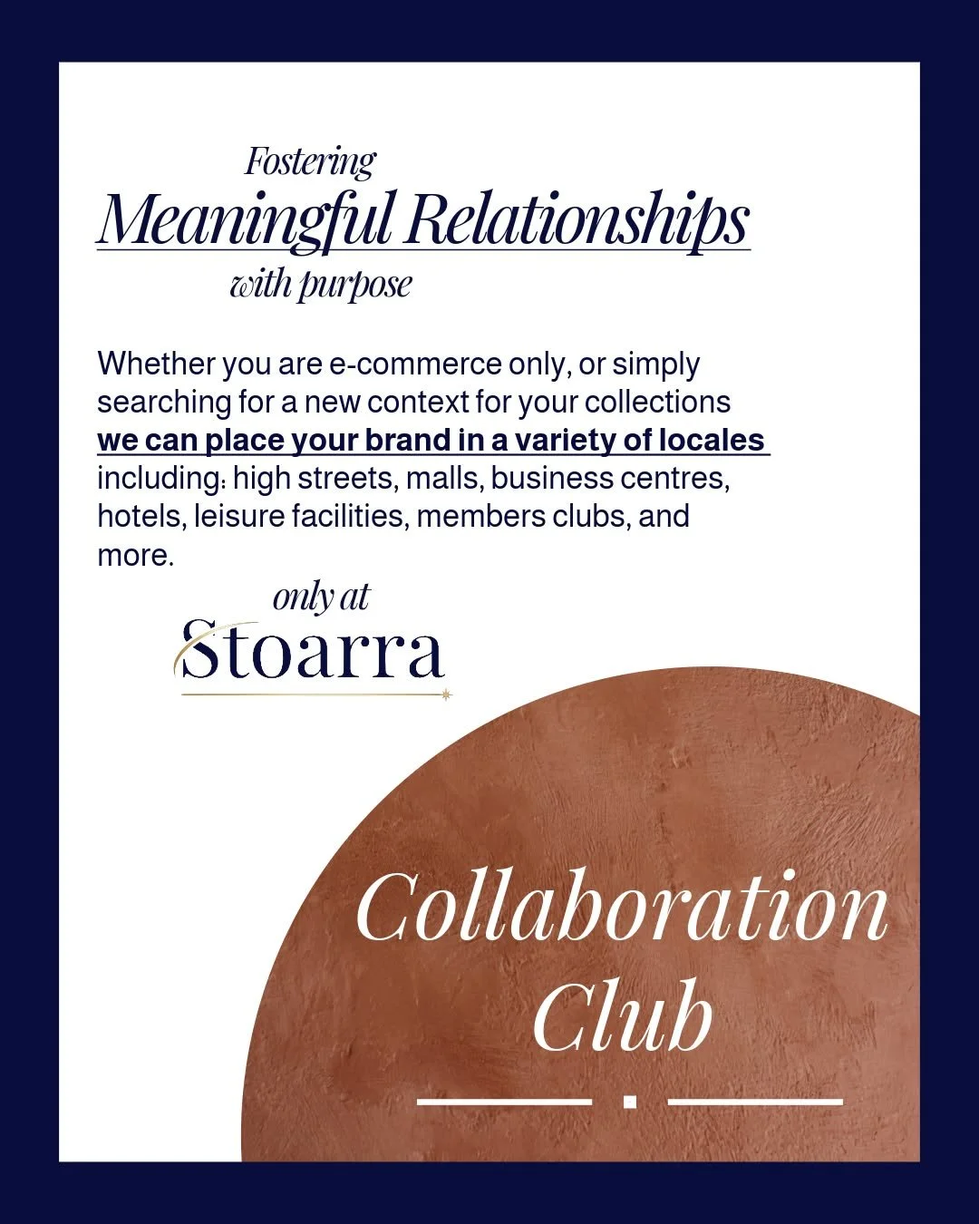 Whether your brand exists exclusively online or you are seeking a new setting in which to present your collections, our platform places you within a carefully curated range of environments including high streets, luxury malls, business centres, hotel