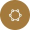 A simple black icon representing a molecule or molecule structure.