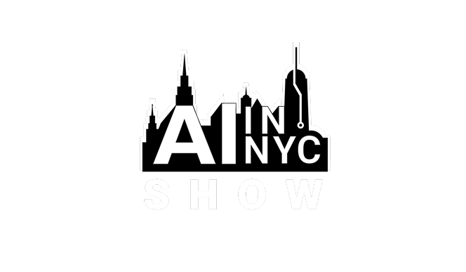 Logo for 'Art in NYC Show' featuring stylized city skyline and the Statue of Liberty