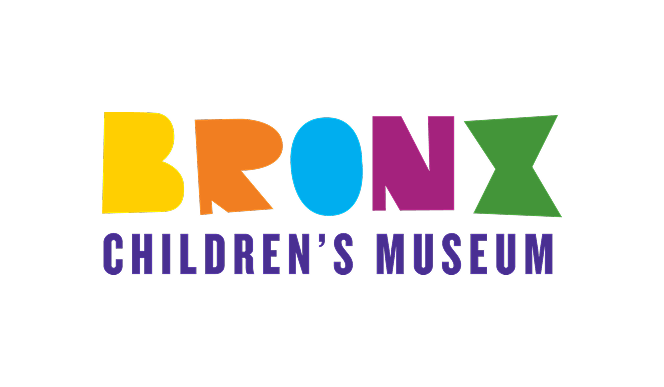 Logo for Bronx Children's Museum with colorful letters spelling 'BRONX' and purple text below reading 'Children's Museum' on a black background.