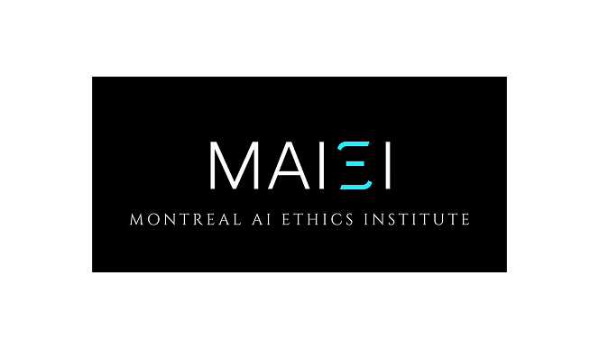Logo of Montreal AI Ethics Institute with stylized text and black background.
