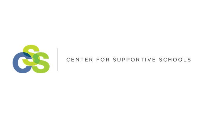 Logo for the Center for Supportive Schools featuring stylized overlapping 'CSS' letters in blue and green, alongside the text 'CENTER FOR SUPPORTIVE SCHOOLS' in gray.