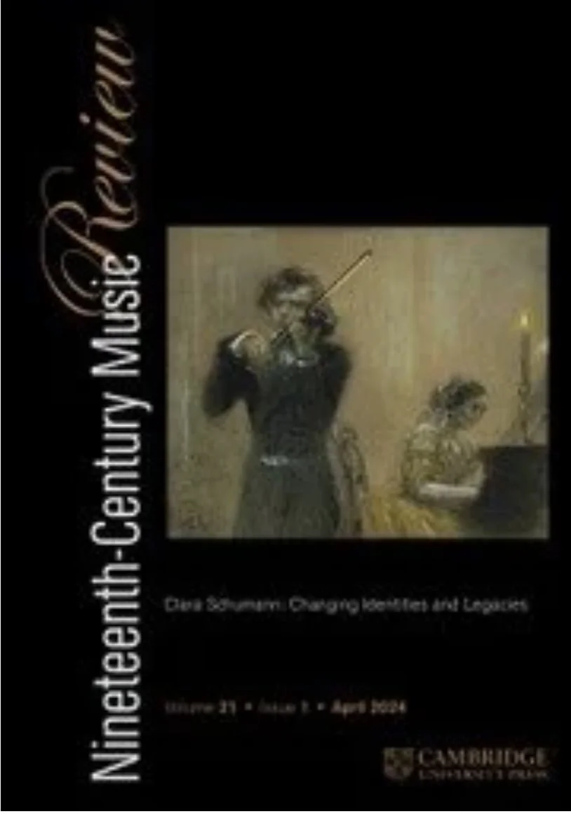 Cover page of a publication titled "Nineteenth-Century Music Review" featuring a painting of a woman conducting an orchestra and a woman playing the piano, with Cambridge University Press printed below.