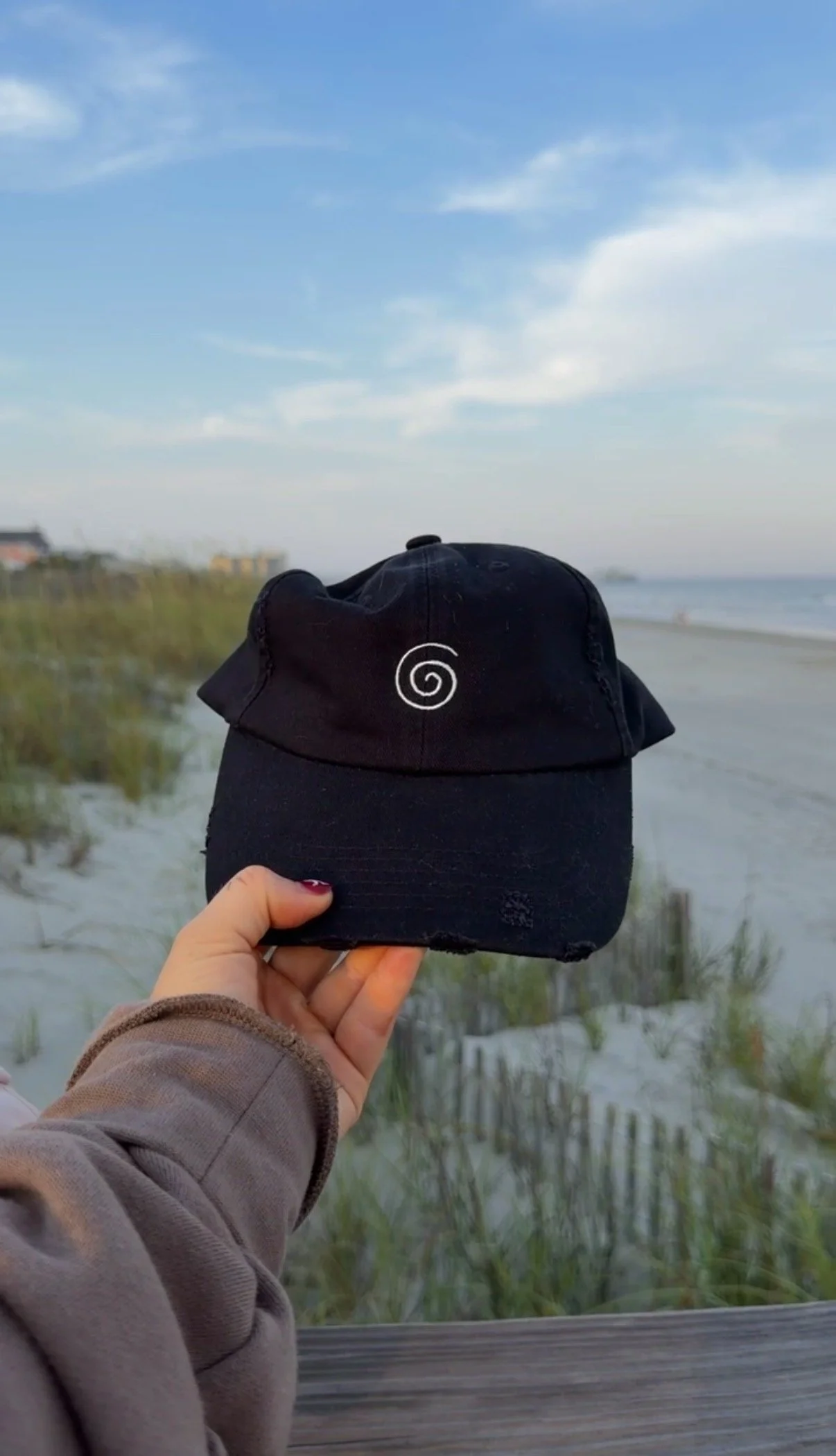 spiral distressed dad hat