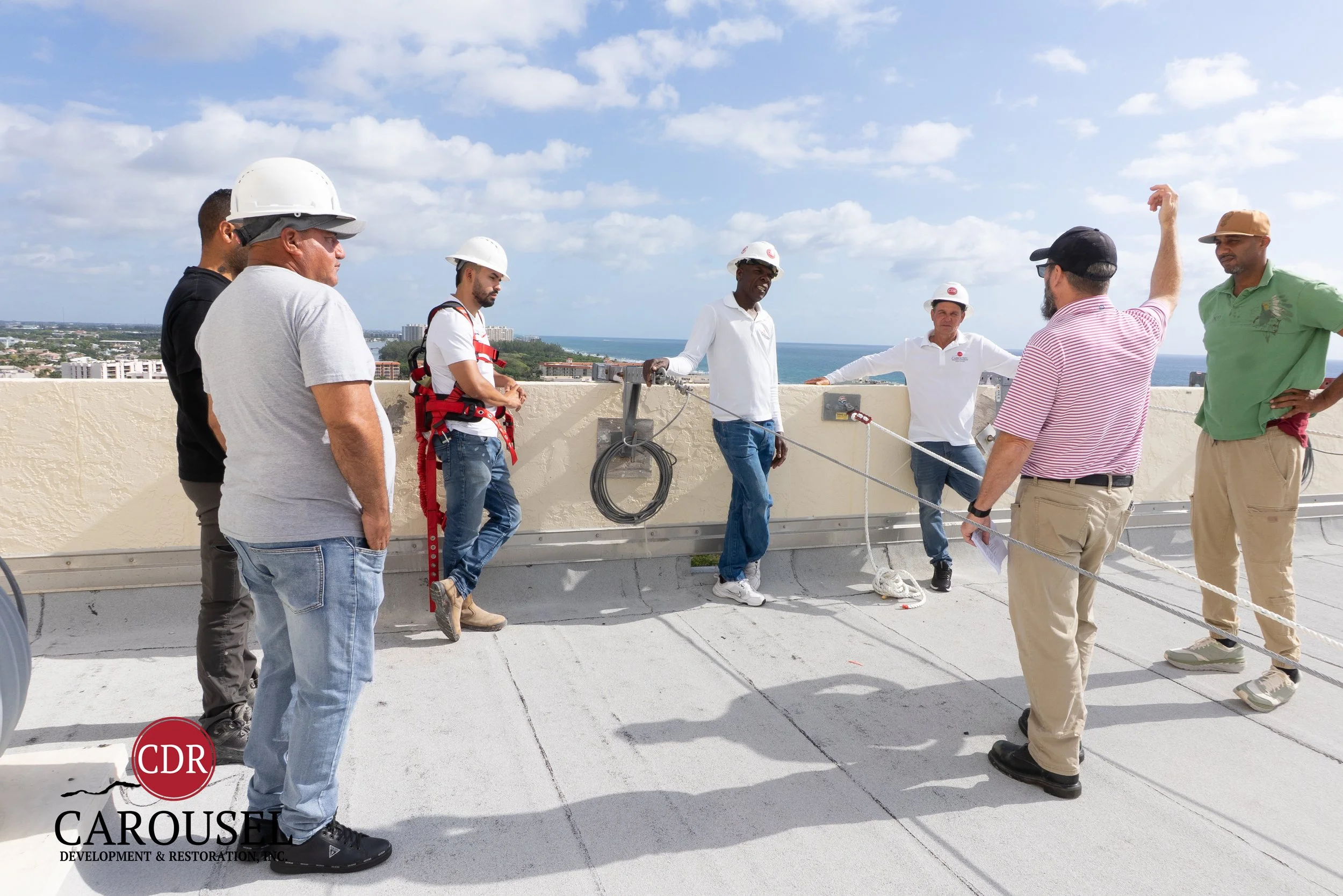 Carousel workers participating in Swing stage certification training