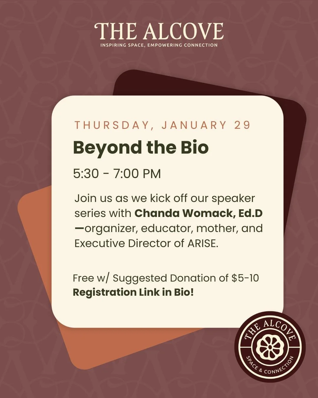 Join us next week for the first Beyond the Bio of 2026 &mdash; an evening of storytelling and connection!

Featuring @dr.chandawo : an educator, organizer, and advocate for Southeast Asian youth in Rhode Island.

🗓️ Thursday, January 29
🕠 5:30 - 7 