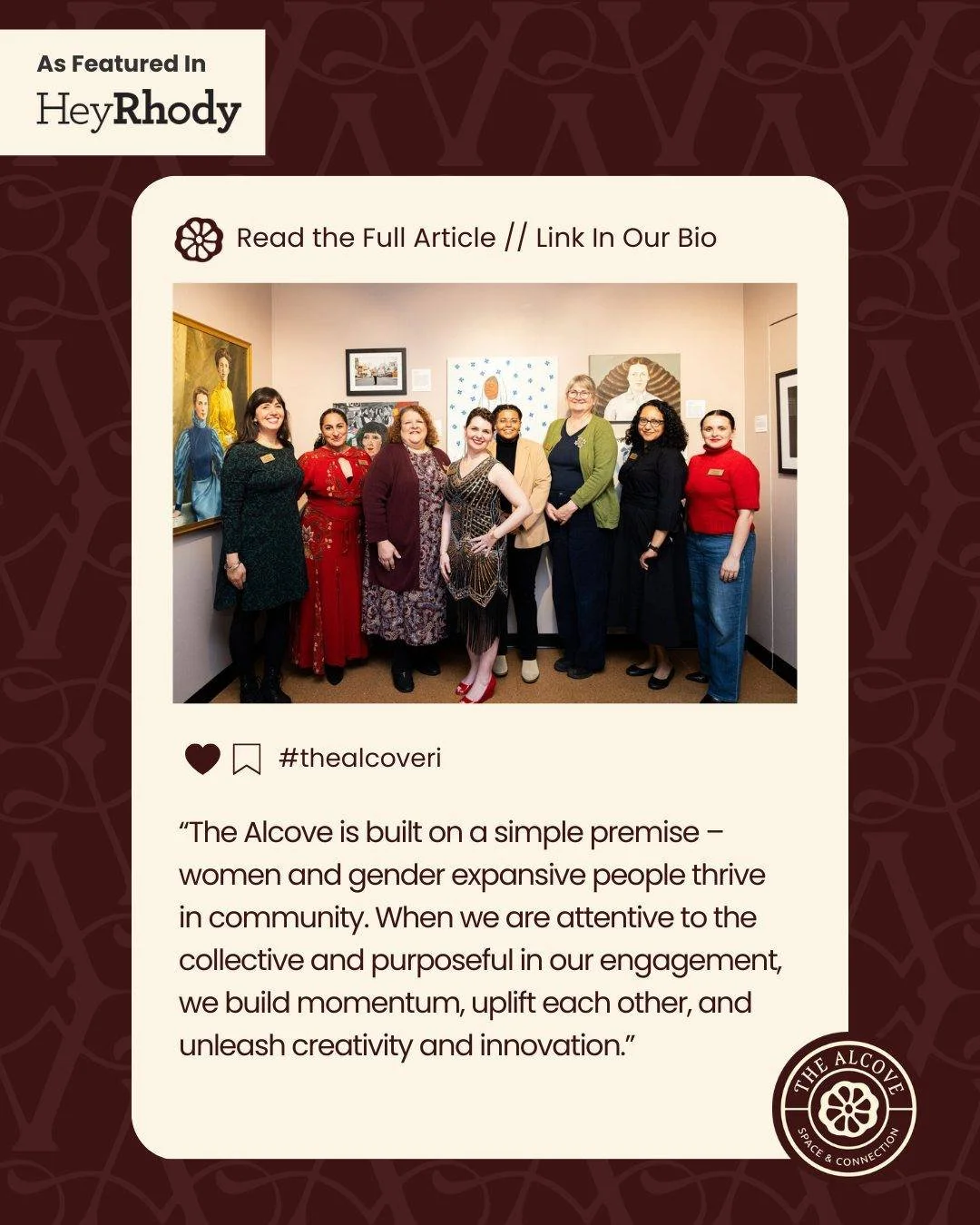 The story behind The Alcove is about more than a building: it&rsquo;s about creating space for connection, conversation, and growth.

We&rsquo;re grateful to @heyrhody for featuring the incredible team of women who helped bring this vision to life an