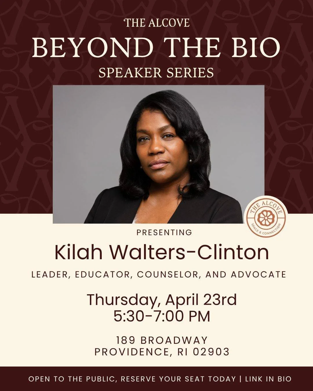 Every leader has a story beyond their title ✨

This month, we welcome Kilah Walters-Clinton, whose work across health equity, nonprofit leadership, and youth development reflects a deep commitment to community.

Beyond the Bio is our speaker series d
